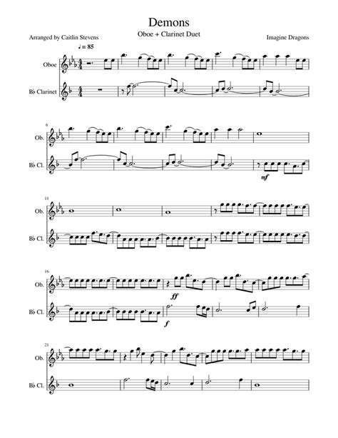 Demons Oboe Clarinet Sheet Music For Clarinet Oboe Download Free In Pdf Or Midi