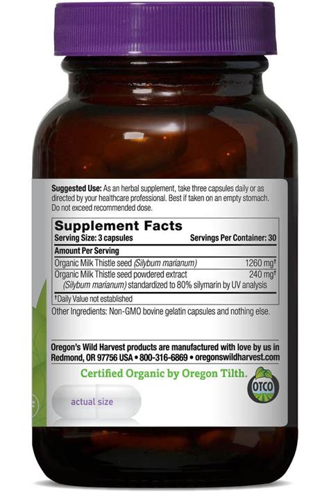 Oregons Wild Harvest Milk Thistle 90 Organic Capsules