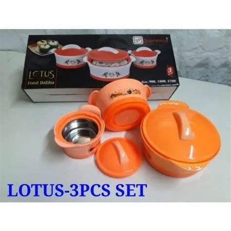 Orange Lotus Plastic Casserole Set Packaging Type Box At Rs Set