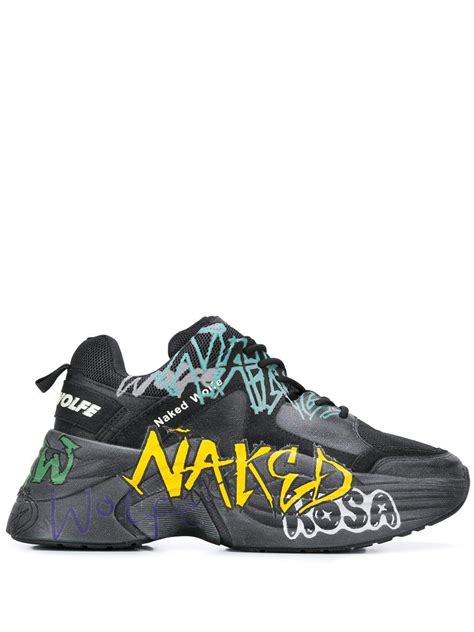 Naked Wolfe Graffiti Platform Low Top Sneakers In Black For Men Lyst