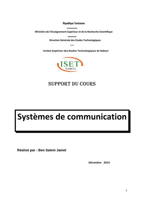 PDF Systèmes de communication ISETN FAISCEAU HERTZIEN 15 I