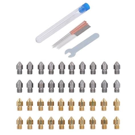 Cikonielf Buses d extrudeuse 52 pièces buse d imprimante 3D en laiton