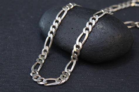 Sterling Silver Italian Figaro Link Chain Silver Figaro Necklace