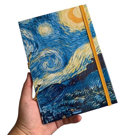 Caderno Noite Estrelada Argolado Personalizado Caderneta Van Gogh