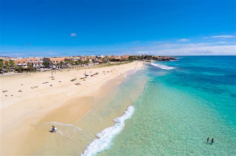 Aerial View Of Santa Maria Beach In Sal Cape Verde Stock Photo ...