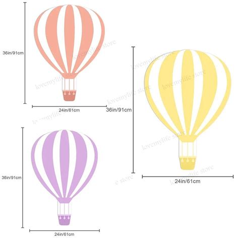 Cm Hot Air Balloon Bear Cutouts Purple Yellow Blue Hot Air