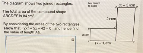 Solved The Diagram Shows Two Joined Rectangles The Total Area Of The