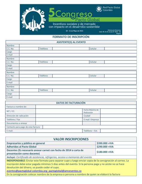 Descargue AQU El Formulario De Inscripci N