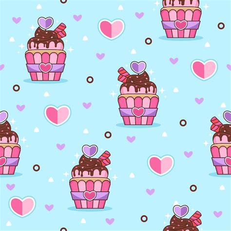 Lindo Encantador Cupcake Caricatura Vector Patr N Plano De Fondo