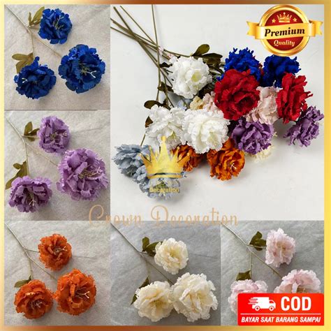 Jual Peony Rush Cabang Bunga Artificial Imitasi Kain Untuk Dekorasi