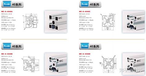 工业铝型材规格表中的40系列铝型材 知乎