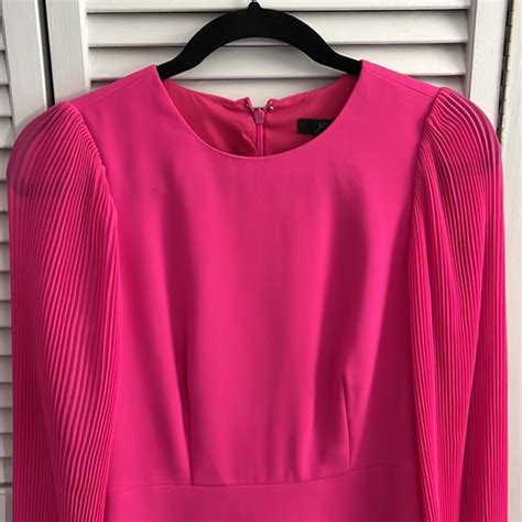 J Crew Dresses J Crew Hot Pink Pleated Sleeve Aline Dress Poshmark