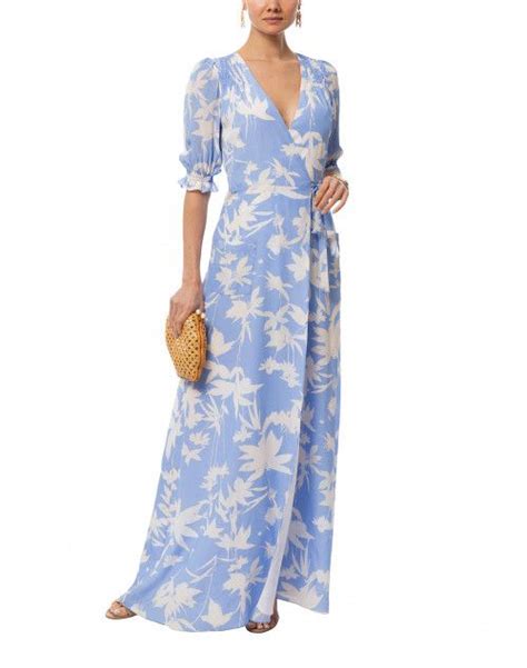 Alisha Blue Shadow Floral Maxi Silk Wrap Dress Beulah Halsbrook