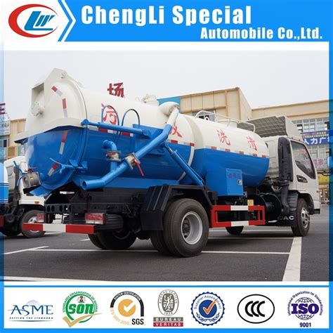 Ton High Pressure Fecal Sludge Suction Tanker Truck Sewer Cleaning