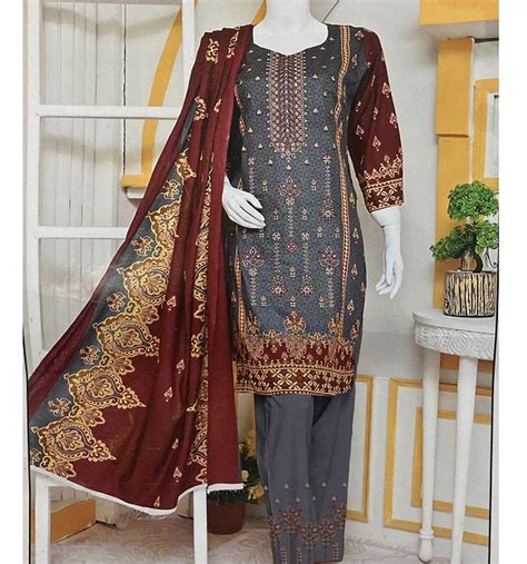 Lawn Sequence Heavy Embroidered Dress With Lawn Printed Dupatta Lawn