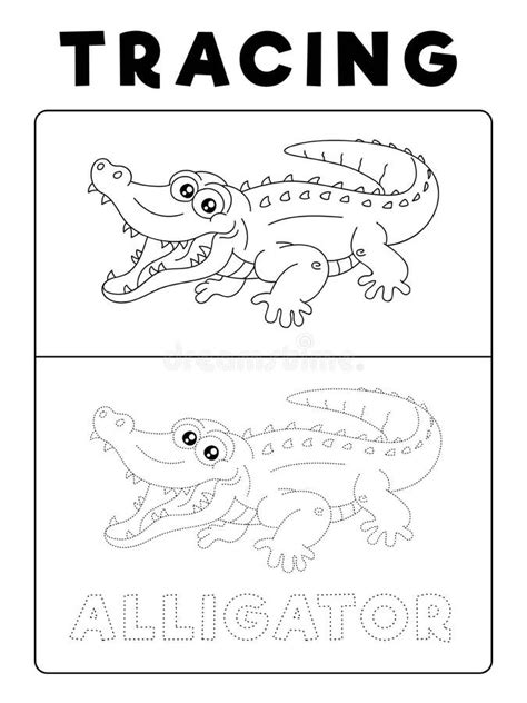 Funny Alligator Crocodile Animal Coloring Book With Example Preschool