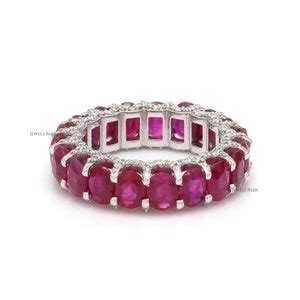 Real Ruby Diamond Oval Eternity Band Ring Gold Natural X Mm Ctw Big