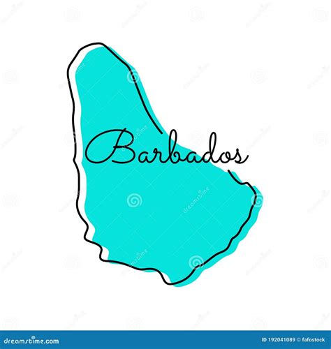 Barbados Vector Map Isolated On White Background High Detailed Black