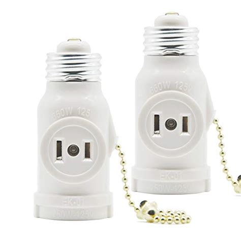 2 Outlet Light Socket Adapter E26 Bulb Socket To Outlet Splitter