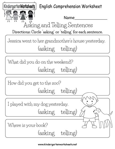 Asking Sentences Worksheet 1st Grade