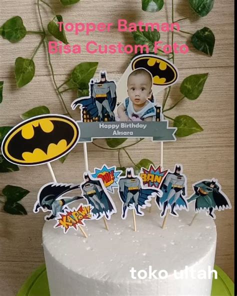 Topper Cake Batman Custom Foto Untuk Hiasan Kue Ulang Tahun Ultah