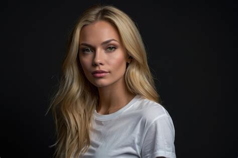 Portrait Of A Blonde Woman In White Shirt Premium AI Generated Image