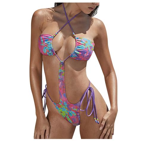 купальник женский Women s Split Body Solid Color Sexy Halter Bikini