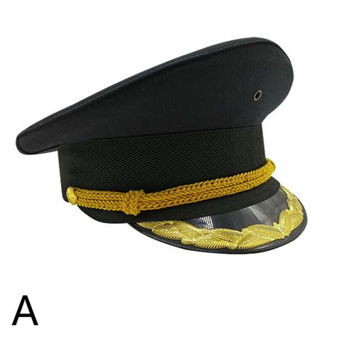 Army Officer Hat Captain Cap Black Soldier General Visor Hat Fancy