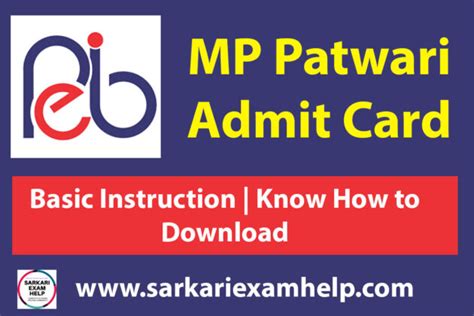 Mp Patwari Admit Card 2023 Basic Instruction Know How To Download