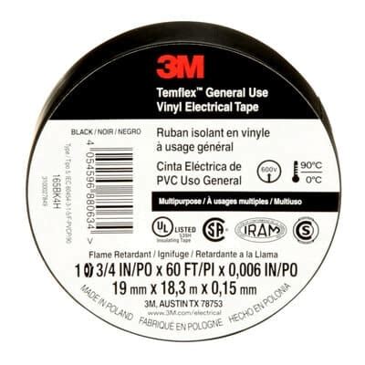 3M Temflex Vinyl Electrical Tape 165 JAM Industrial Supply