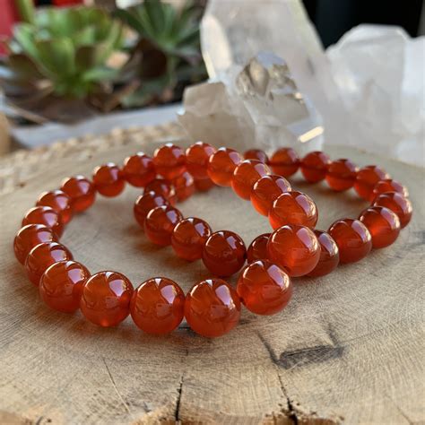 Genuine Solid Red Carnelian Stone Bead Bracelet Beaded Etsy