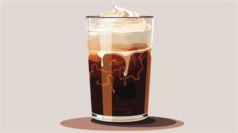 Premium Vector A Glass Of Iced Coffee With Whipped Cream And A Scoop