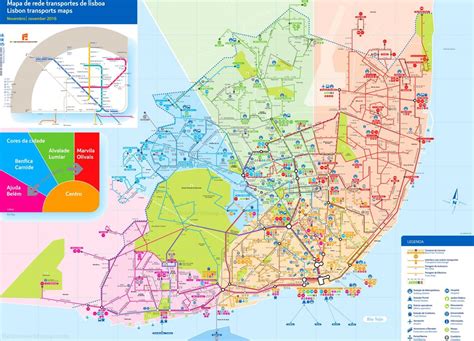 Karte der Verkehrsmittel in Lissabon Verkehrszonen und öffentliche