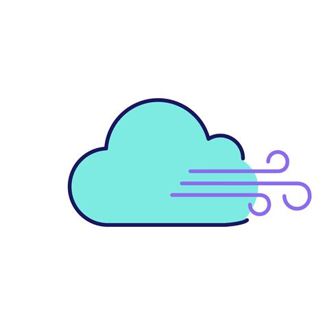 Cloudy Windy Weather Color Icon Clouds And Wind Overcast Weather