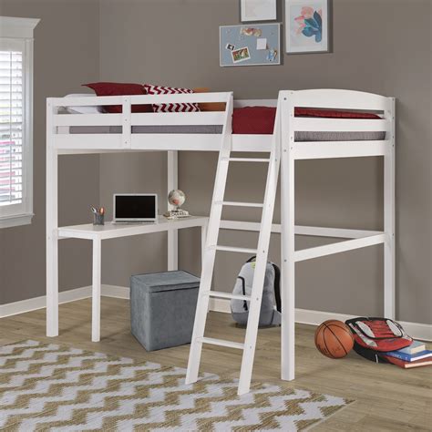 Concord Full Size High Loft Bed With Desk White Finish Walmart