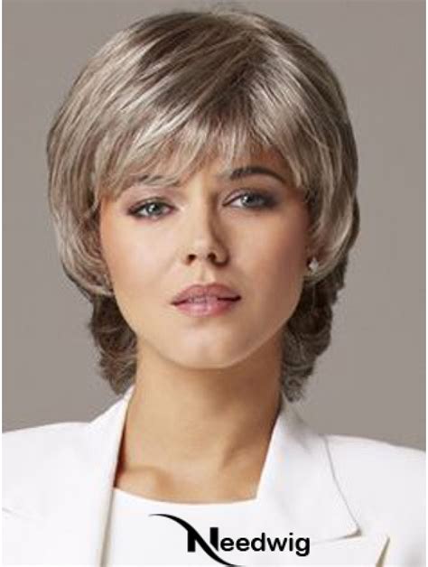 Wavy Capless 10 Inch Sleek Short Grey Wigs