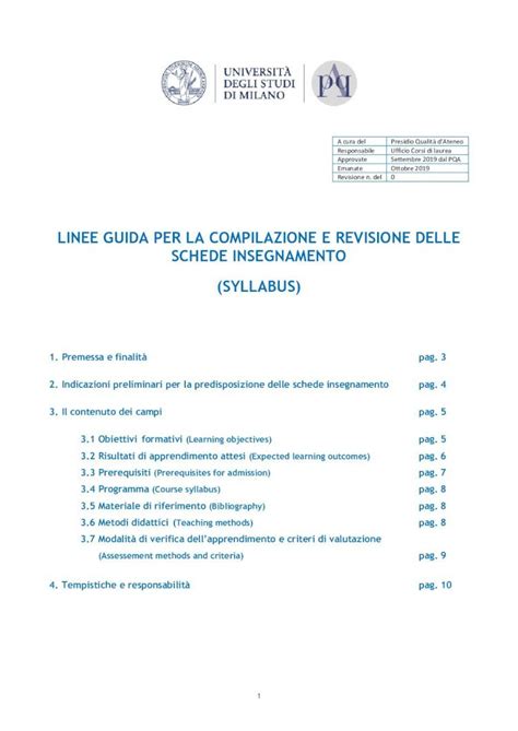 PDF Linee Guida Schede Insegnamento Syllabus Guida Le Presenti