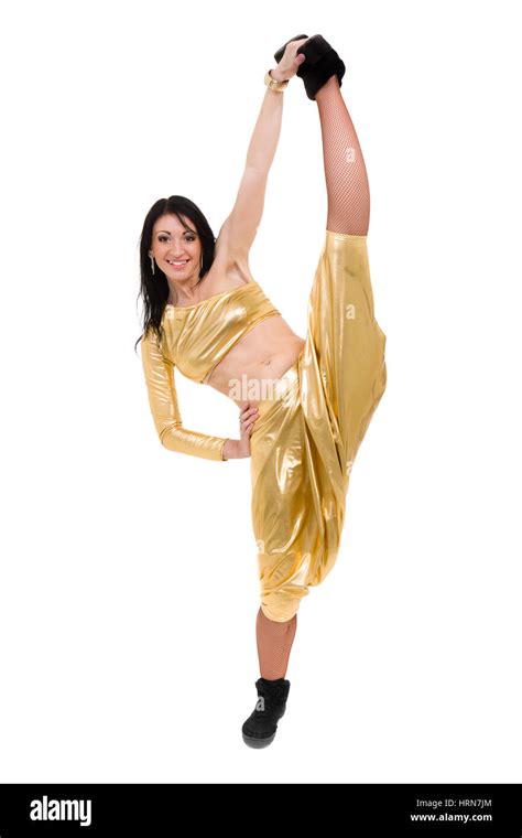 Disco Dancer Woman Showing Some Movements Against Isolated White