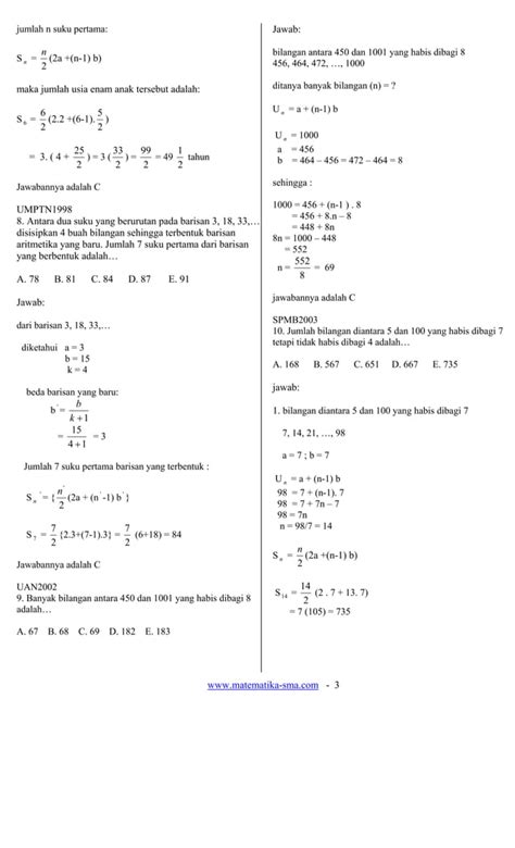 18 Soal Soal Notasi Sigma Barisan Deret Dan Induksi Matematika PDF