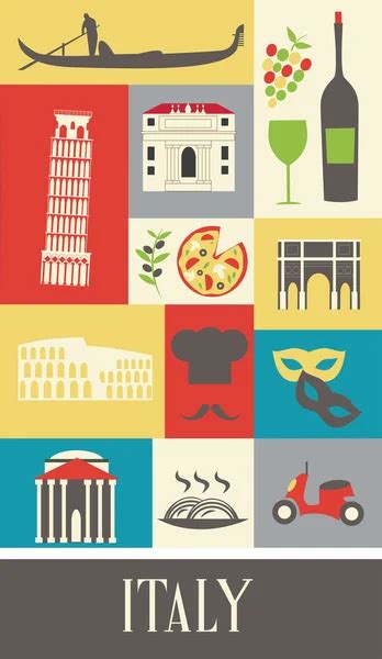 Italy Symbols Icons Set Vector Illustration Stock Vector By Lagodka