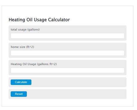 Heating Oil Usage Calculator Calculator Academy