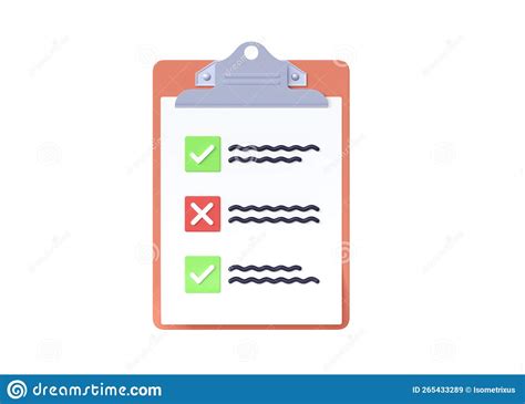 Checklist D Render Paper List With Questionnaire Test Clipboard And