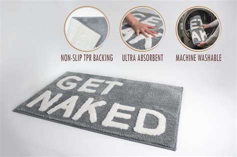 Get Naked Bath Mat Sign Grey Bath Rug Funny Bathroom Decor Etsy