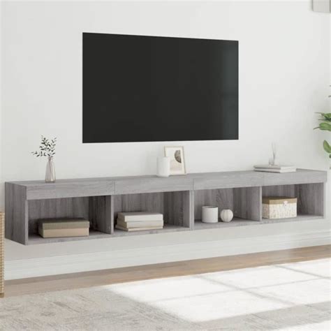 Meubles TV avec lumières LED 2 pcs sonoma gris 100x30x30 cm SALUTUYA