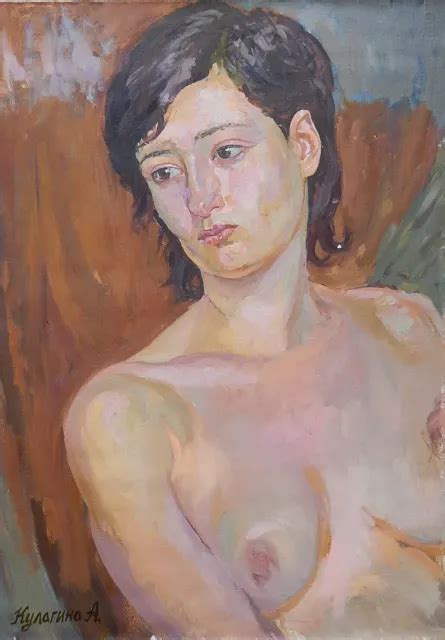 Original Nude Women Female Portrait Oil Painting On Canvas By Ukrainian