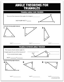 Angle Theorems For Triangles Binder Notes For Geometry By Lisa Davenport