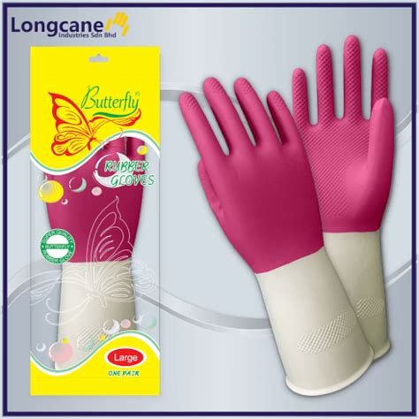 Butterfly 30cm Bi Colour Household Rubber Glove Longcane Industries