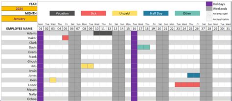 Employee Leave Tracker Excel Template