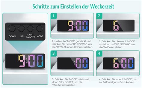 Amazon De Oria Led Digitaler Wecker Bunte Wecker Uhr Tischuhr Alarm