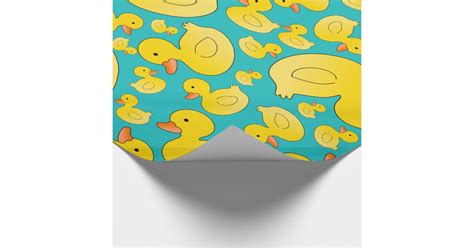 Cute Turquoise Rubber Ducks Wrapping Paper Zazzle